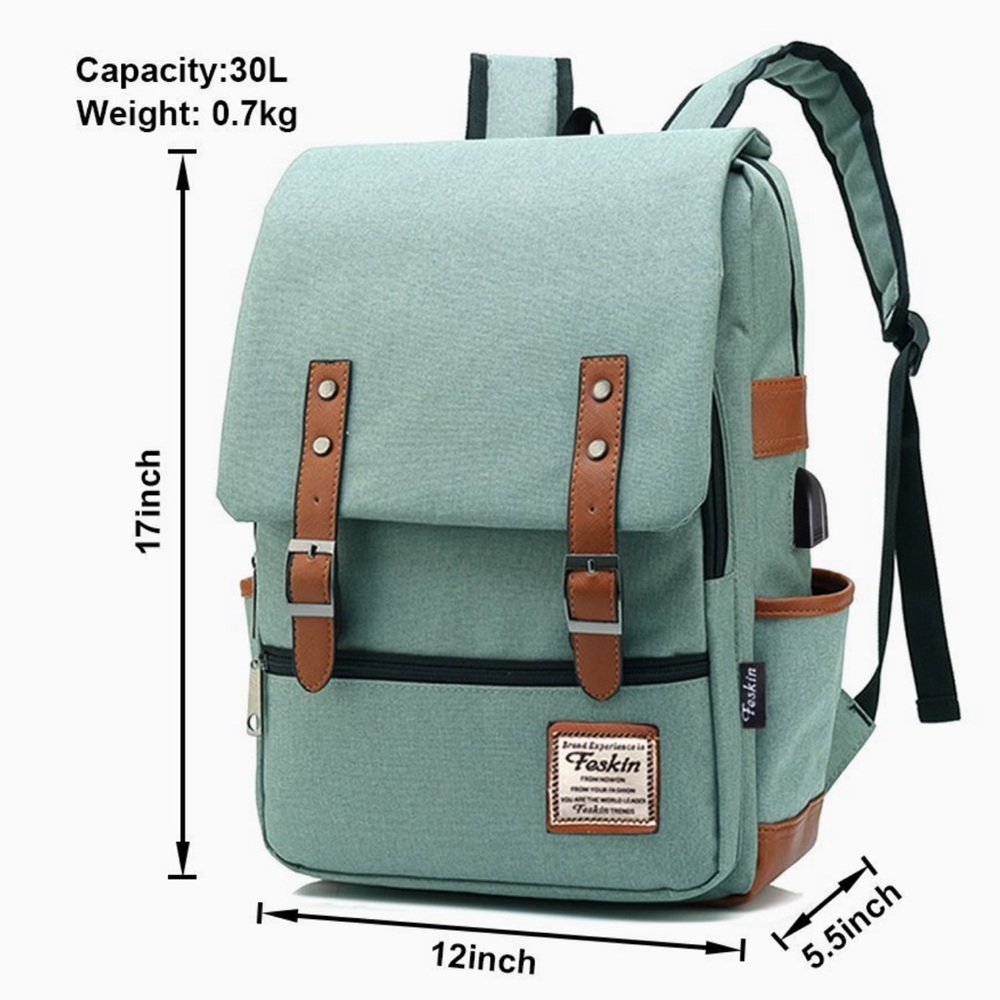 Feskin Vintage-style green backpack
